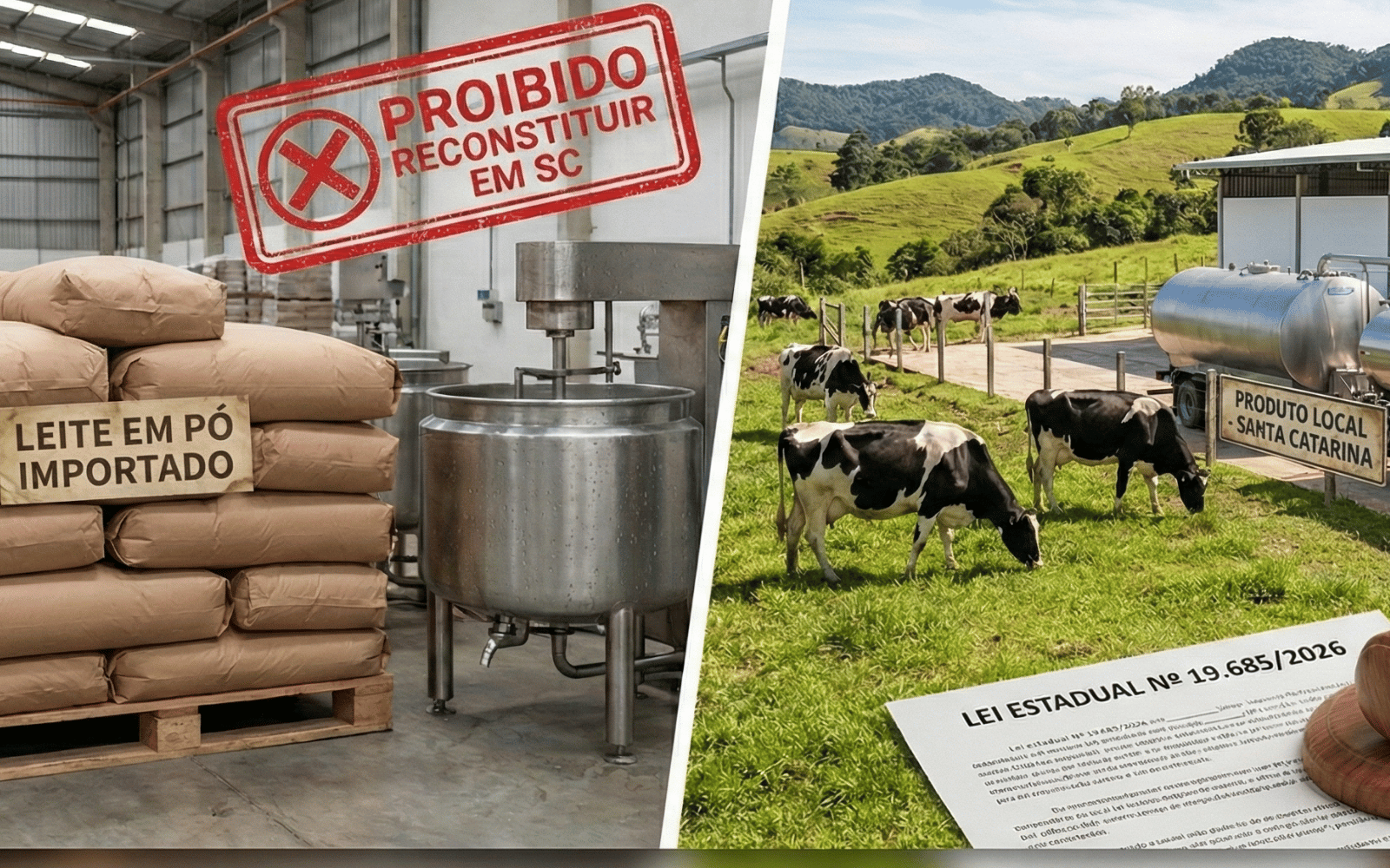 Santa Catarina restringe leite em pó importado reconstituído: o que diz a Lei 19.685/2026? - Cia do Leite - Transformamos qualidade do leite e produtividade das fazendas